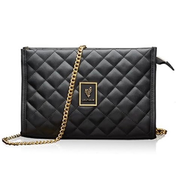 Younique quilted black purse with gold chain strap - Picture 1 of 1